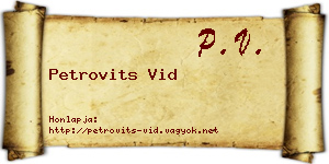 Petrovits Vid névjegykártya